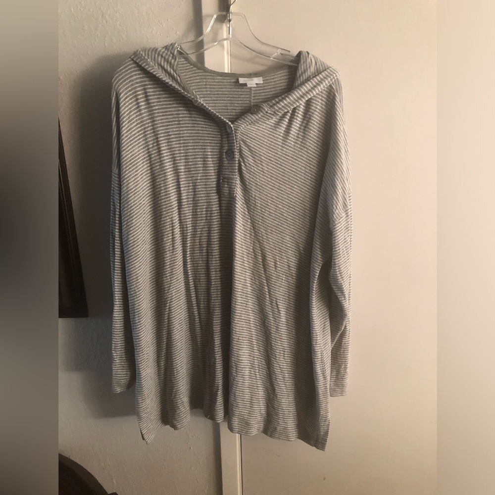 Light Gray Striped Hooded Top- $25 or $20 w/offer